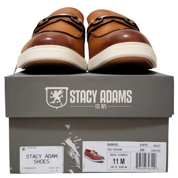 Stacy Adams Men Samuel Slip On Horsebit Loafer Size US 11M Tan Brown Leather GRV